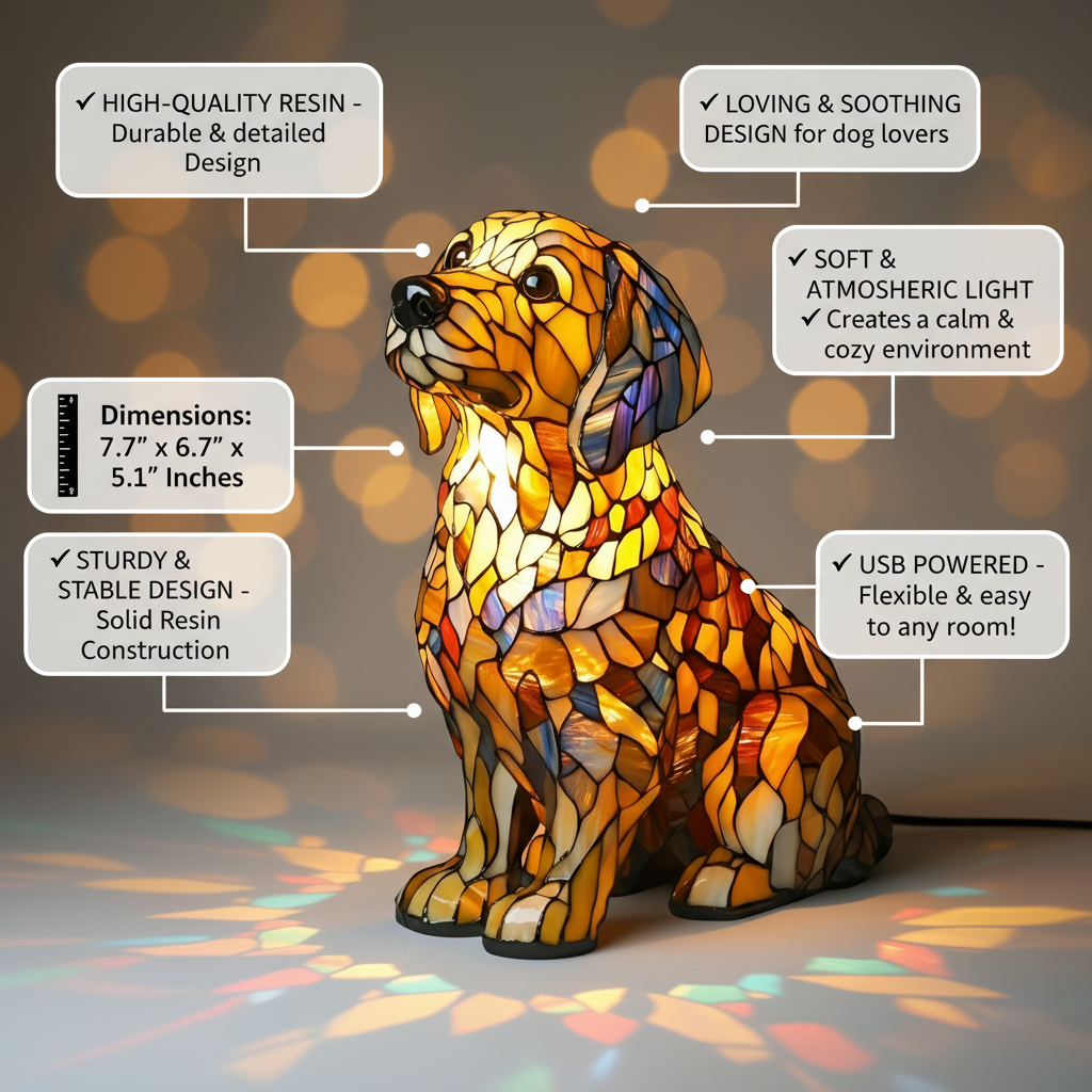 莉莉，一隻充滿靈性的金毛尋回犬擺件